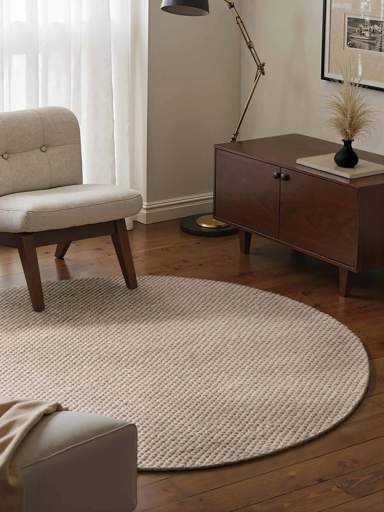 ELLE Decoration, Kusový koberec Lyon Beans 106315 Natural Beige kruh z kolekcie Elle, 200x200 (priemer) kruh, béžová, obývacia izba
