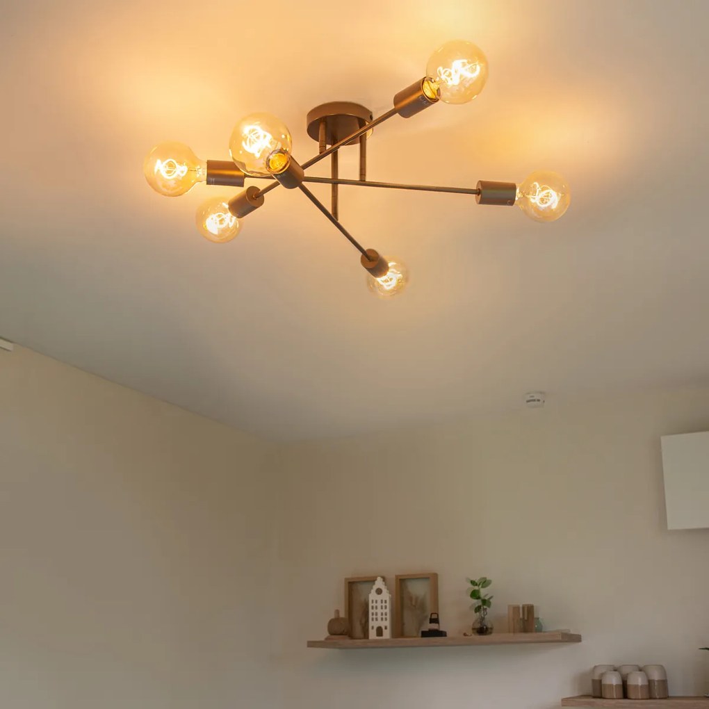 Inteligentné stropné svietidlo tmavý bronz 6-svetiel Vrátane 6 Wifi G95 - Sydney