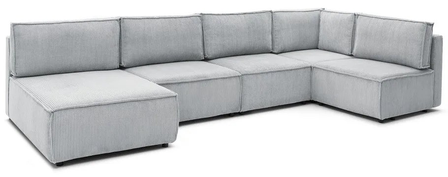 Svetlosivá menčestrová rohová pohovka (do tvaru "U"/variabilná) Nihad modular – Bobochic Paris