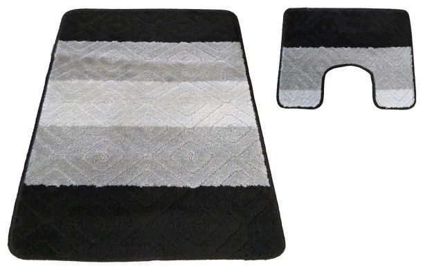 Sada kúpeľňových koberčekov Montana s výrezom 03N čierna