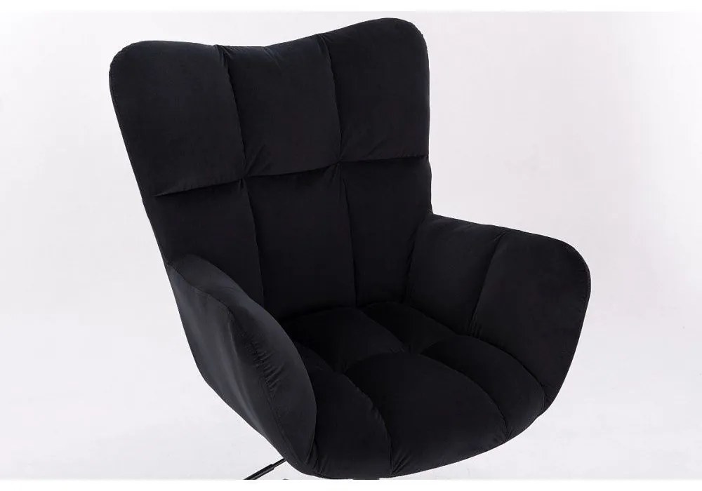 LuxuryForm DESIGN Otočné kreslo AURORA VELUR na čiernom tanieri - čierne