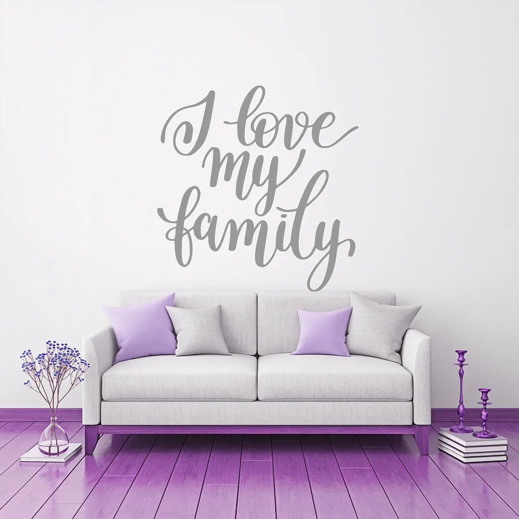 Veselá Stena Samolepka I love my family Farba: modrá, Veľkosť: 80 x 82 cm