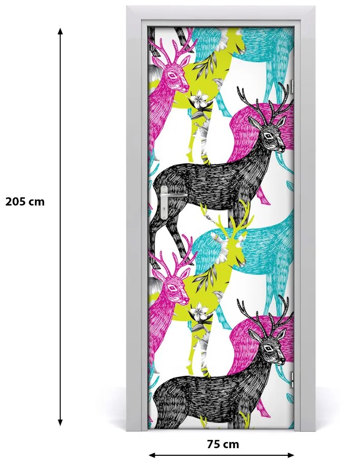 Samolepiace fototapety na dvere farební jelene 75x205 cm