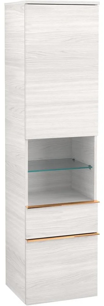 VILLEROY & BOCH Venticello závesná vysoká skrinka, 1 dvierka + 1 priehradka + 2 zásuvky, pánty vľavo, 404 x 372 x 1546 mm, White Wood, A95205E8