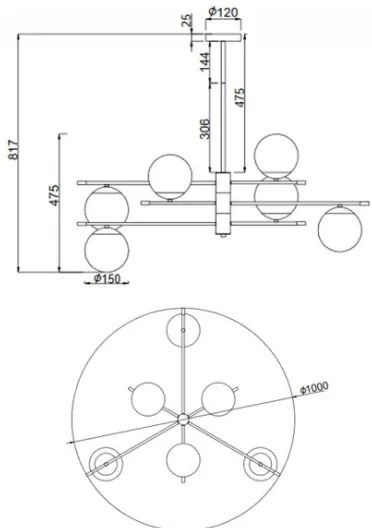 Maytoni MOD048PL-06G - Luster na tyči NOSTALGIA 6xE14/40W/230V