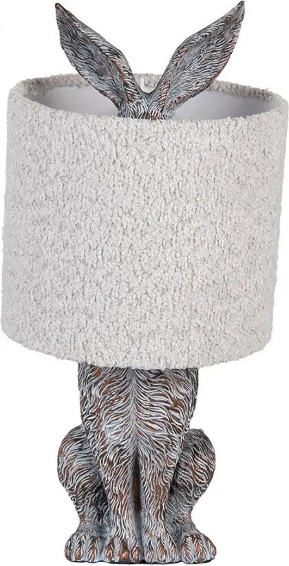 Šedá stolná lampa králik s chlpatým tienidlom Rabbi - Ø 20*43 cm E27/ma* 1*60W