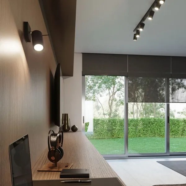 Sollux SL.1049 - Nástenné bodové svietidlo RING 1xGU10/10W/230V čierna