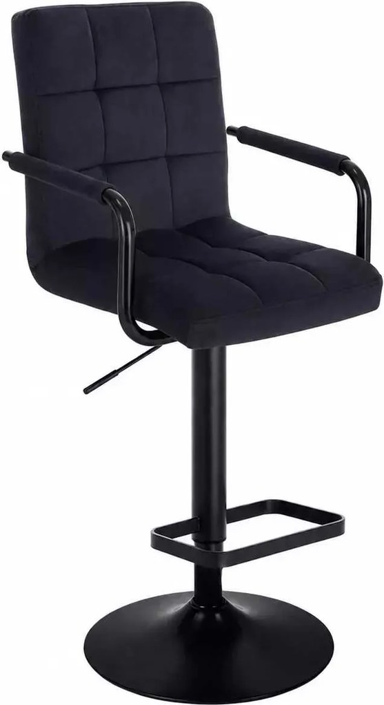 LuxuryForm DESIGN Barová stolička VERONA BLACK VELUR na čiernom tanieri - čierna