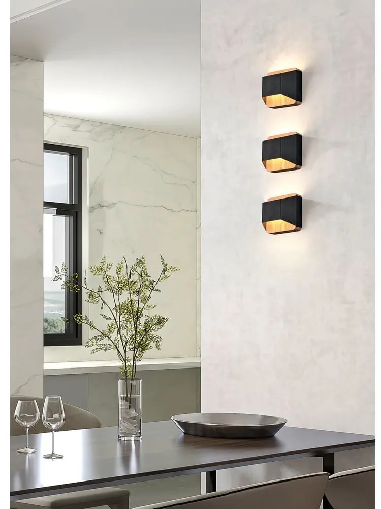 Matne čierne LED stmievateľné nástenné svietidlo Arino – Trio