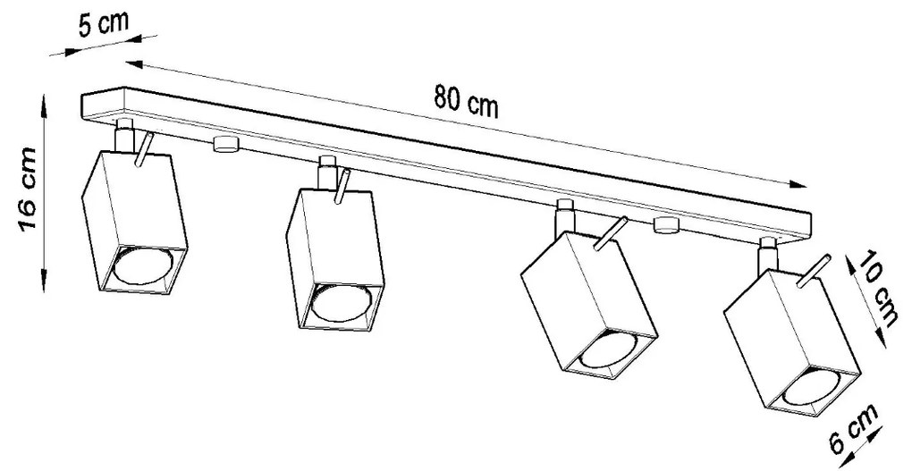 Bodové svietidlo Merida, 4x čierne kovové tienidlo, (možnosť polohovania)
