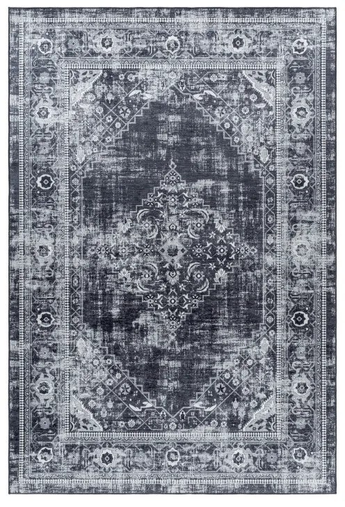 Ayyildiz, Kusový koberec Fiesta 4301 black, 80x150, čiernobiela, chodba / predsieň