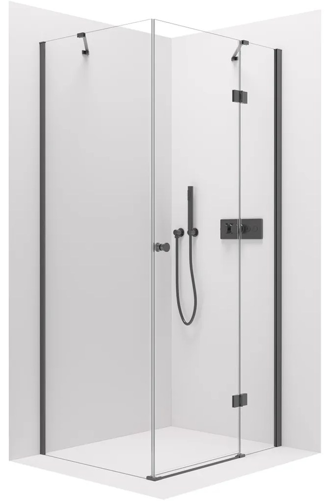 Cerano Marino, sprchovací kút 120(dvere) x 80(stena) x 190 cm, 6mm číre sklo, čierny profil, CER-CER-422901