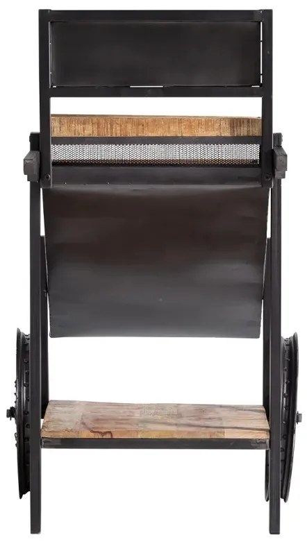 furniture-nabytek.cz - Masívny trhový vozík Leeds z kovu a manga, hnedý a čierny – 69×108×125 cm