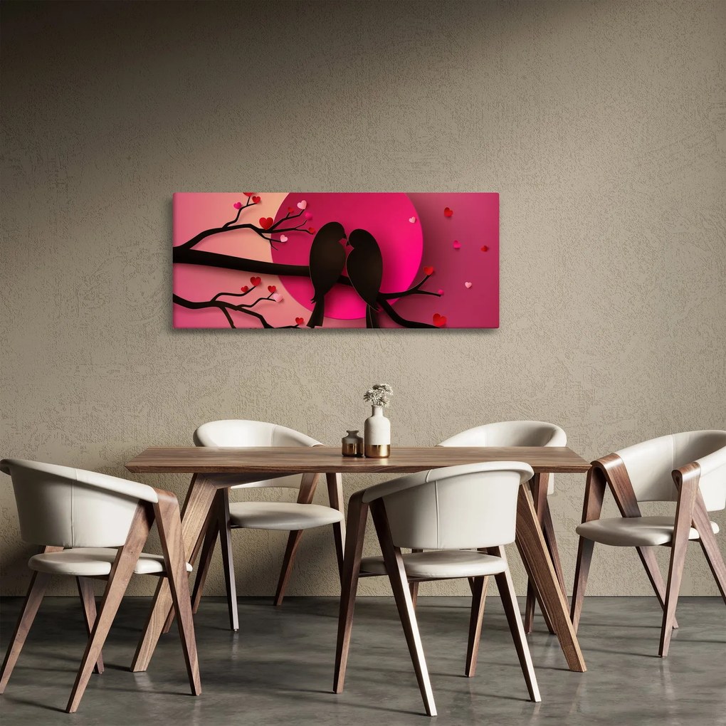 Obraz - Zamilované vtáčiky (120x50 cm)