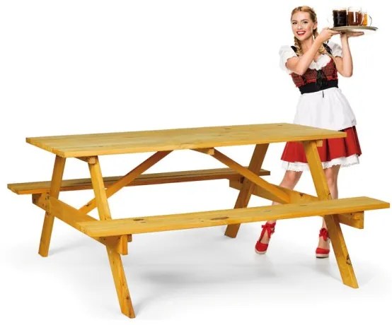 Piknik set - 2x záhradná lavica, 1x vonkajší stôl