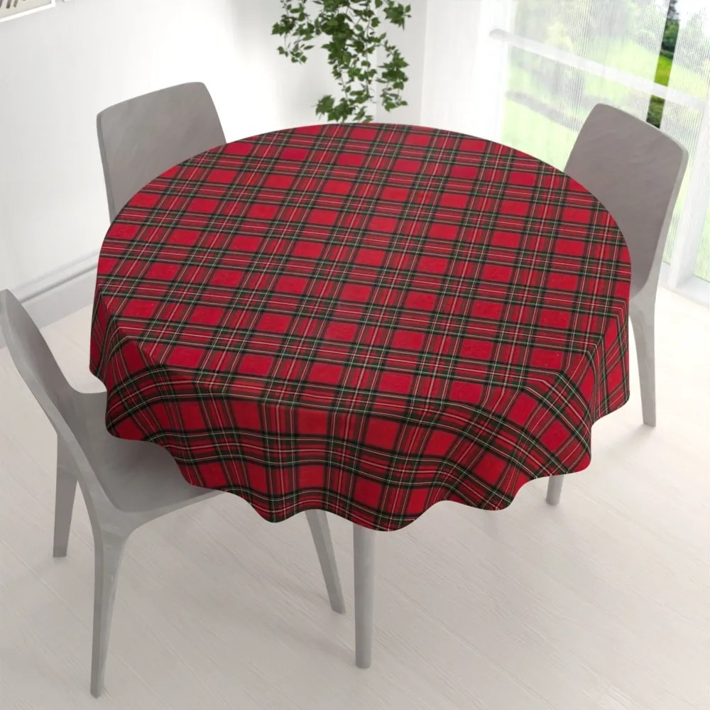 Biante Vianočný dekoračný okrúhly obrus PML-078 Červeno-zelené káro Ø 120 cm