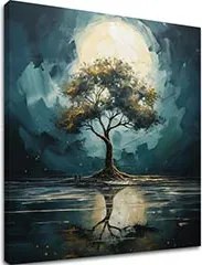 Moderný nástenný dekor Strom mesačnej noci - PREMIUM ART