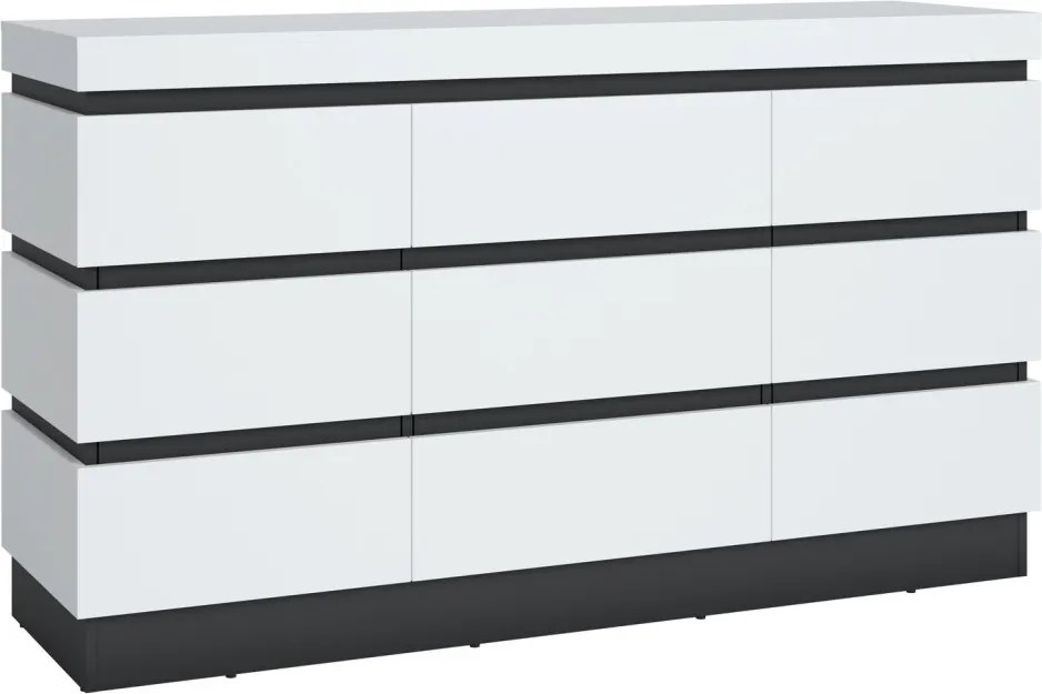 Široká úložná komoda Campania 161 cm, biela/antracit