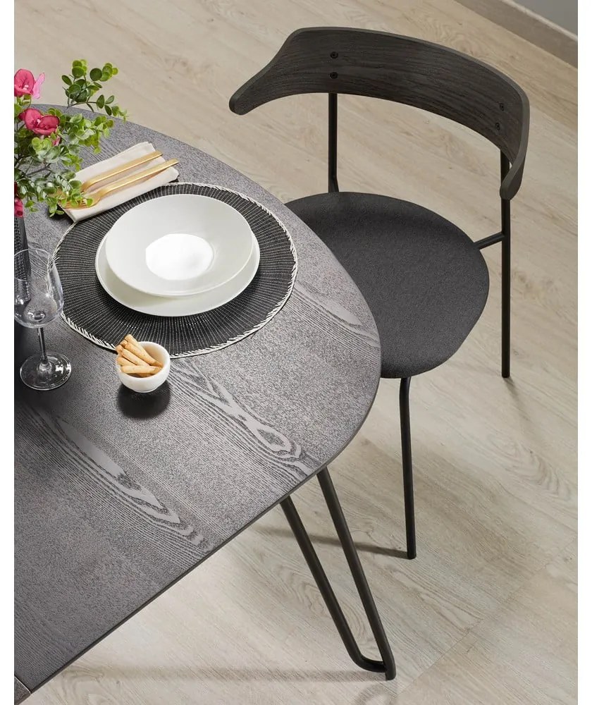 Tmavohnedý rozkladací jedálenský stôl s doskou v dekore jaseňového dreva 100x170 cm Milian – Kave Home