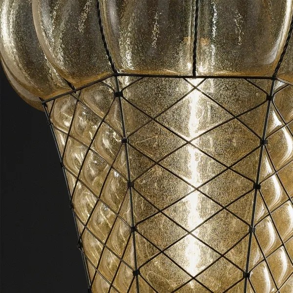 SIRU - Luster na reťazi BABÀ 1xE27/60W/230V pr. 30 cm béžová/hnedá benátske sklo