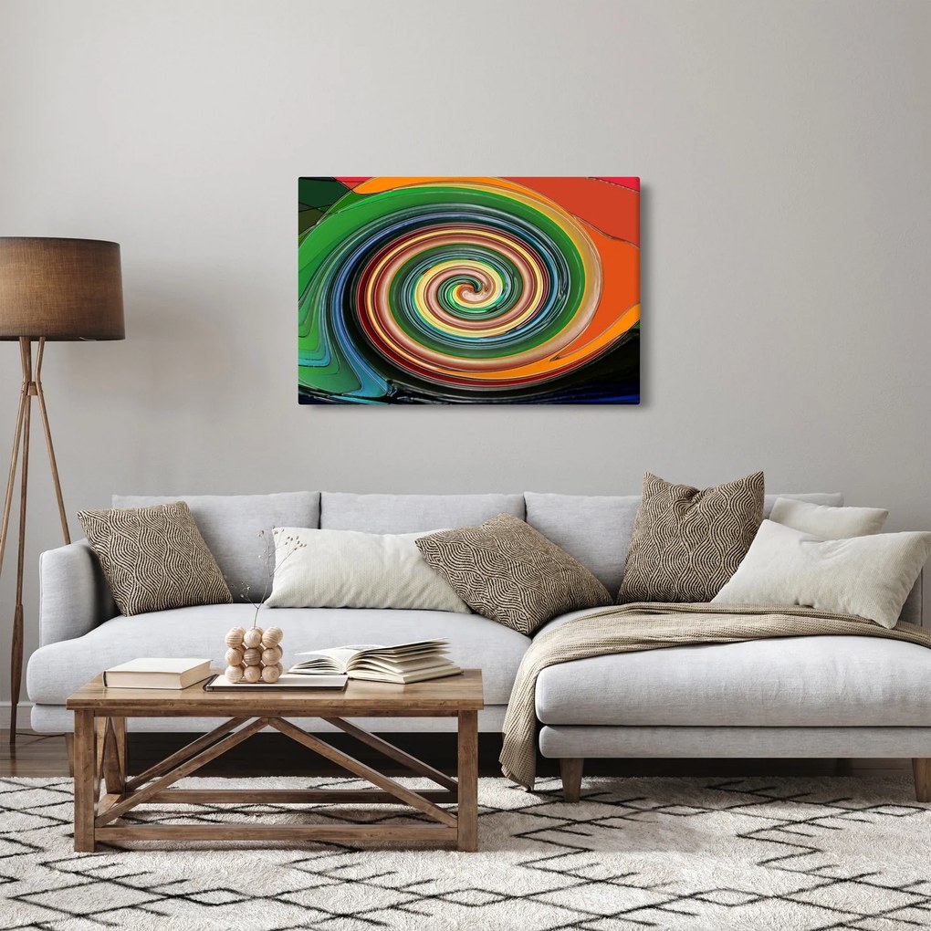 Abstraktný obraz - farebná špirála (90x60 cm)