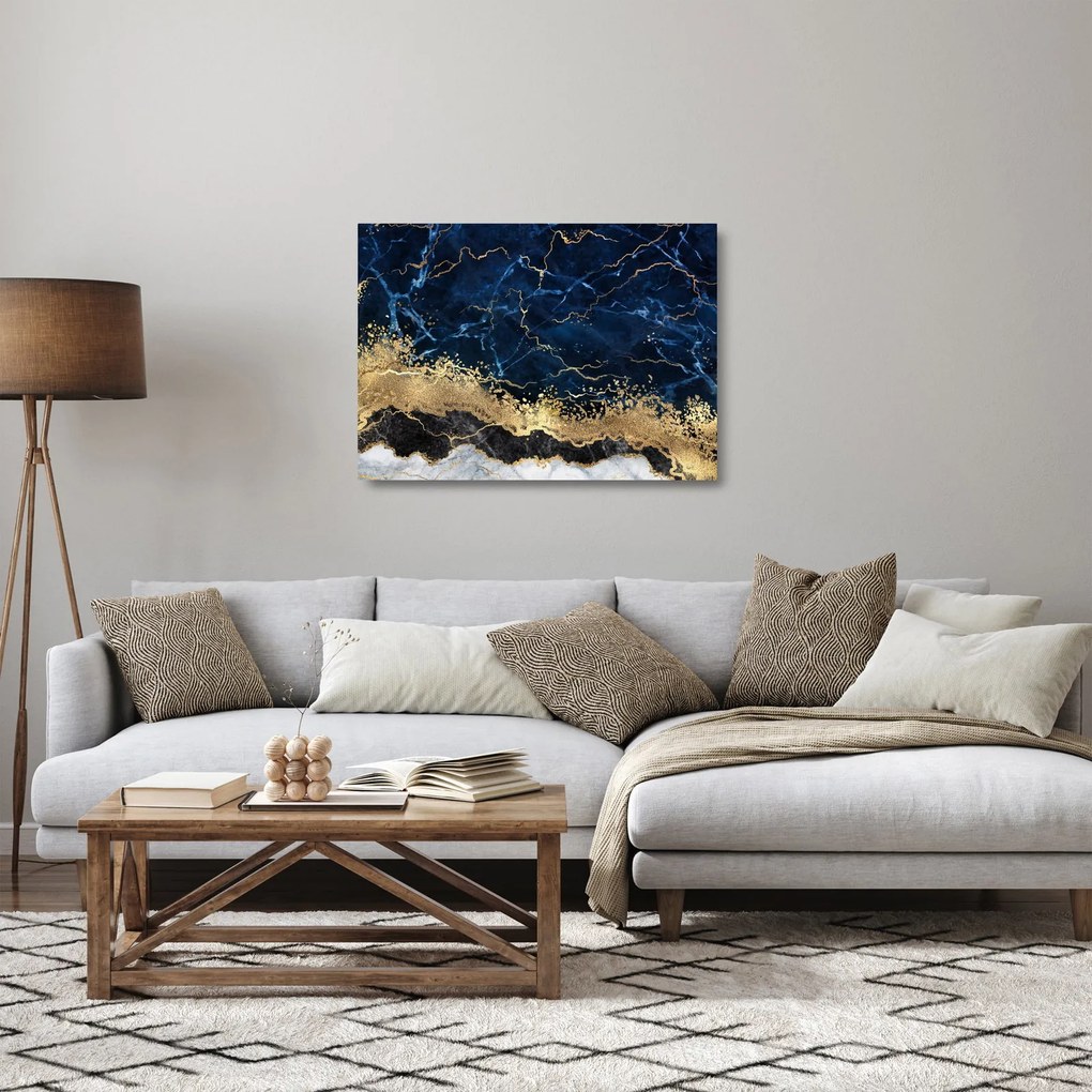 Sklenený obraz - Tmavo-modrý mramor (70x50 cm)