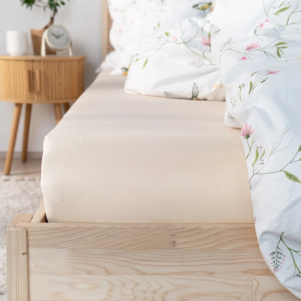 Goldea jersey elastická plachta - béžová 120 x 200 cm