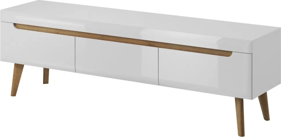 Široká TV skrinka Nordi, 160 cm, dub riviéra/biela lesk
