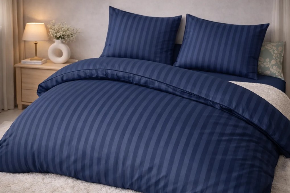 INTERMEDIC SK Hotelové povlečenie damašek modré 200x220/2x70x90 cm – zips