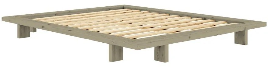 Šalviovozelená dvojlôžková posteľ z borovicového dreva bez čela s roštom 160x200 cm Japan – Karup Design