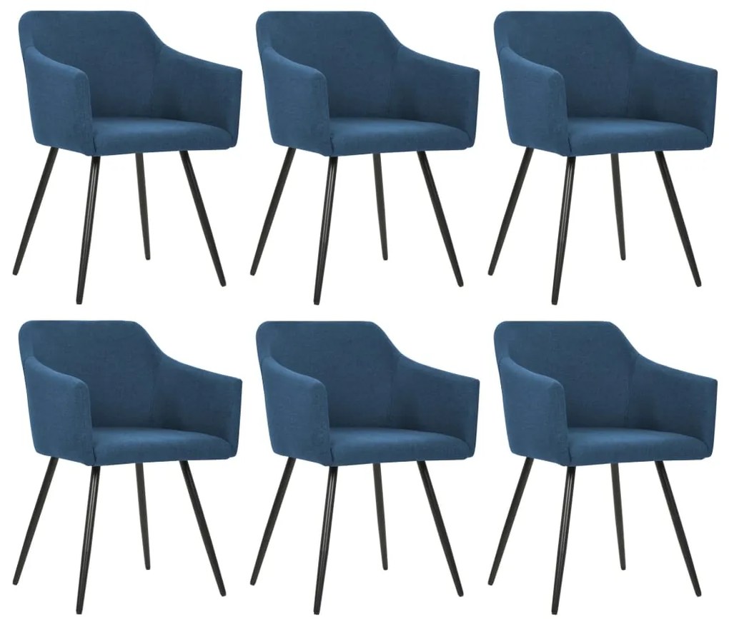 vidaXL Jedálenské stoličky 6 ks, modré, látka