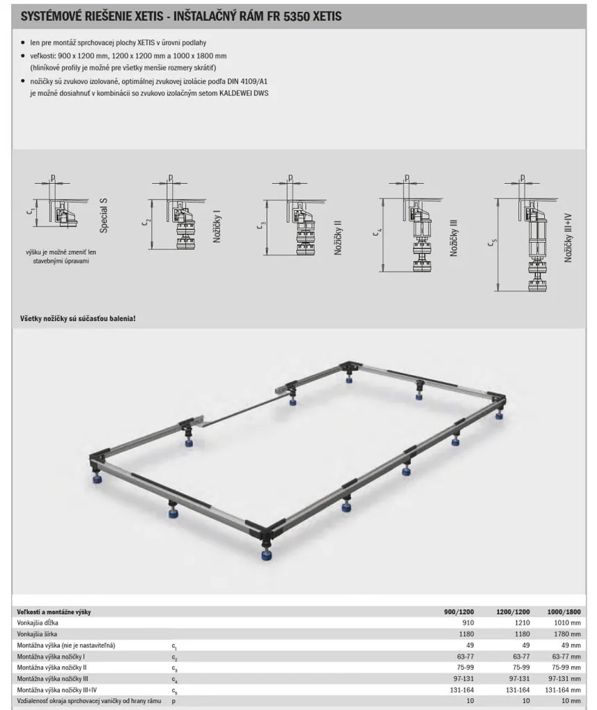 Kaldewei Xetis - Sprchová vanička 1200x900 mm, inštalačný rám + sifón, alpská biela - KOMPLETNÁ SADA