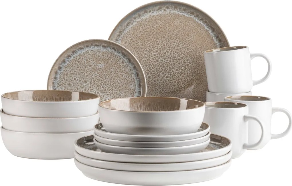 Mäser Jedálenská súprava riadu 16 ks MALEA – béžová