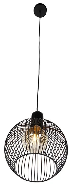 Dizajnové okrúhle závesné svietidlo čierne 30 cm - Dos