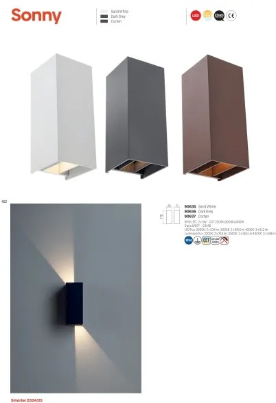 Redo 90635 - LED Vonkajšie svietidlo SONNY 2xLED/5W/230V 2200/3000/4000K IP54 biela