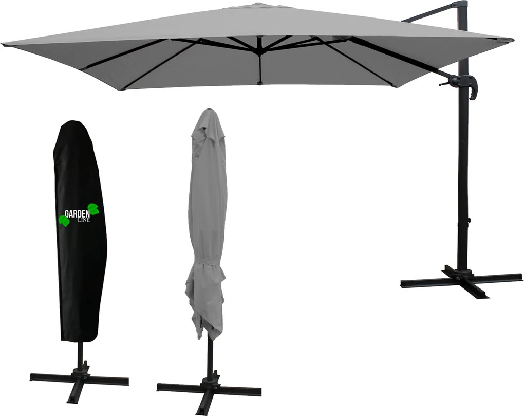 Garden Line ZÁHRADNÝ SLNEČNÍK „MINI ROMA“ 2,5 x 2,5 M ŠEDÝ S OBALOM