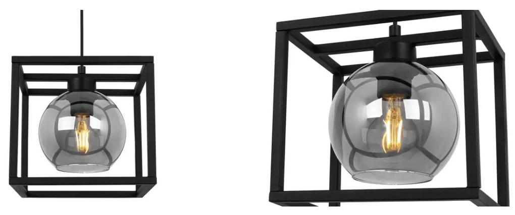 Závesné svietidlo Haga cage, 1x grafitové sklenené tienidlo v kovovom ráme