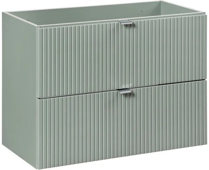 Závěsná skříňka Line Reed Green Gaja s deskou a umyvadlem 50 cm zelená/dub evoke