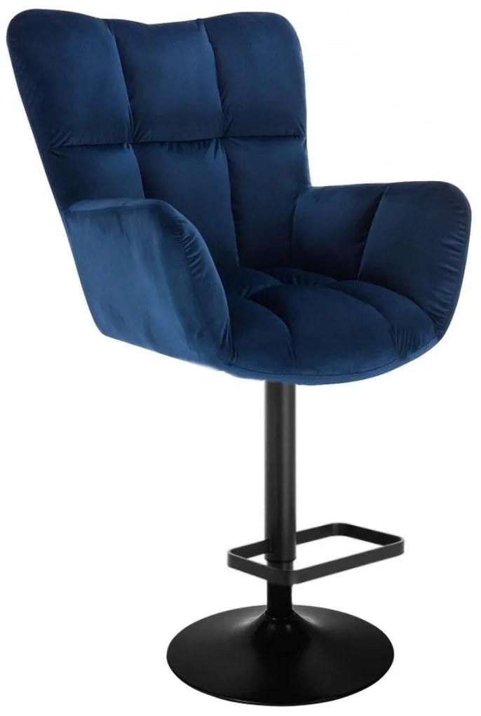 LuxuryForm DESIGN Barové kreslo AURORA VELUR na čiernom tanieri - modré