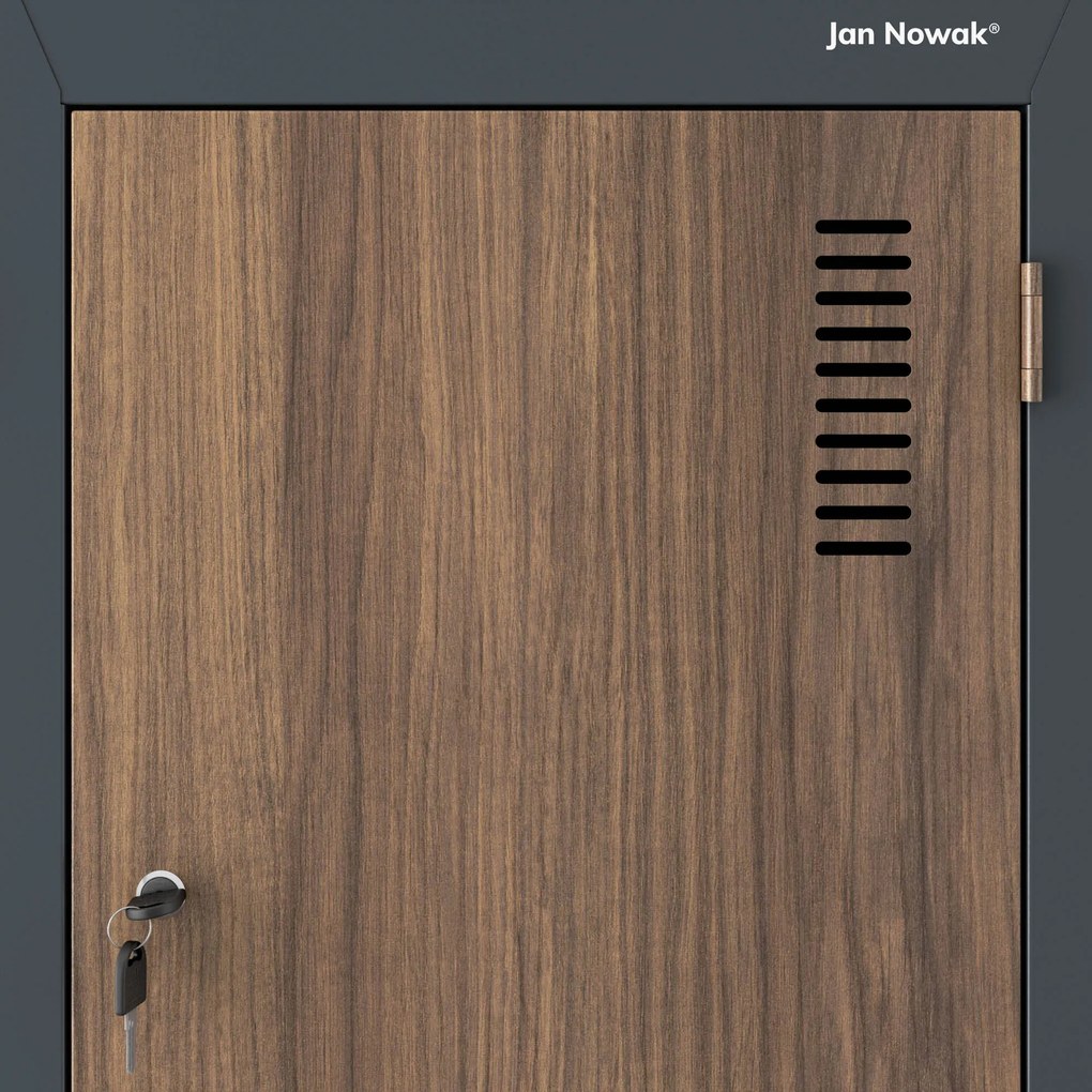 Šatňová skrinka typu L so štyrmi priehradkami, antracitová/orechová, 800x1850x450 mm: JULIA Eco Design
