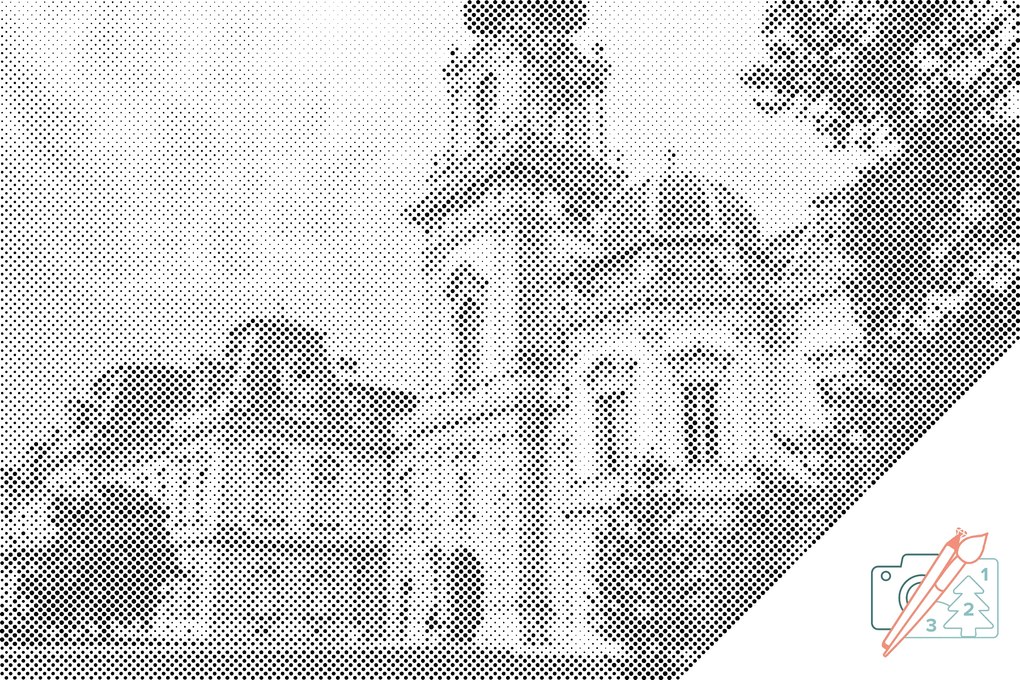 Gario Bodkovanie Palác Keszthely Rozmery: 120 x 80 cm, Rámovanie: S vnútorným rámom, Farba bodiek: Modrá