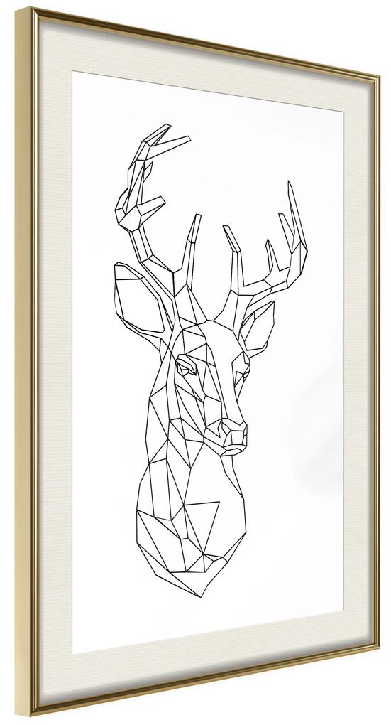 Artgeist Plagát - Geometric Deer [Poster] Veľkosť: 40x60, Verzia: Čierny rám s passe-partout