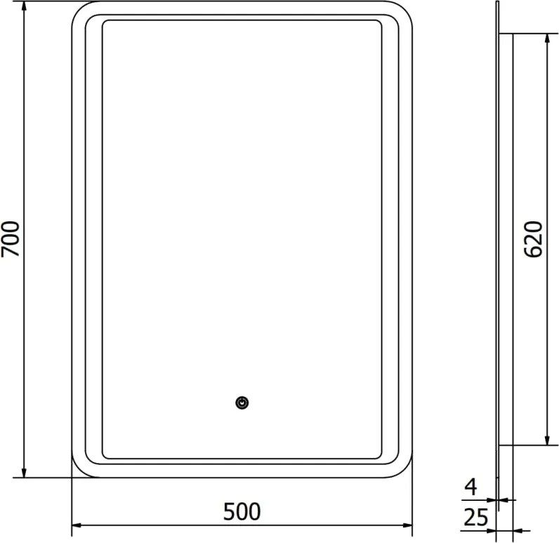 Mexen Zusa podsvietené kúpeľňové zrkadlo 50 x 70 cm, LED 6000K, proti zahmlievaniu - 9808-050-070-611-00