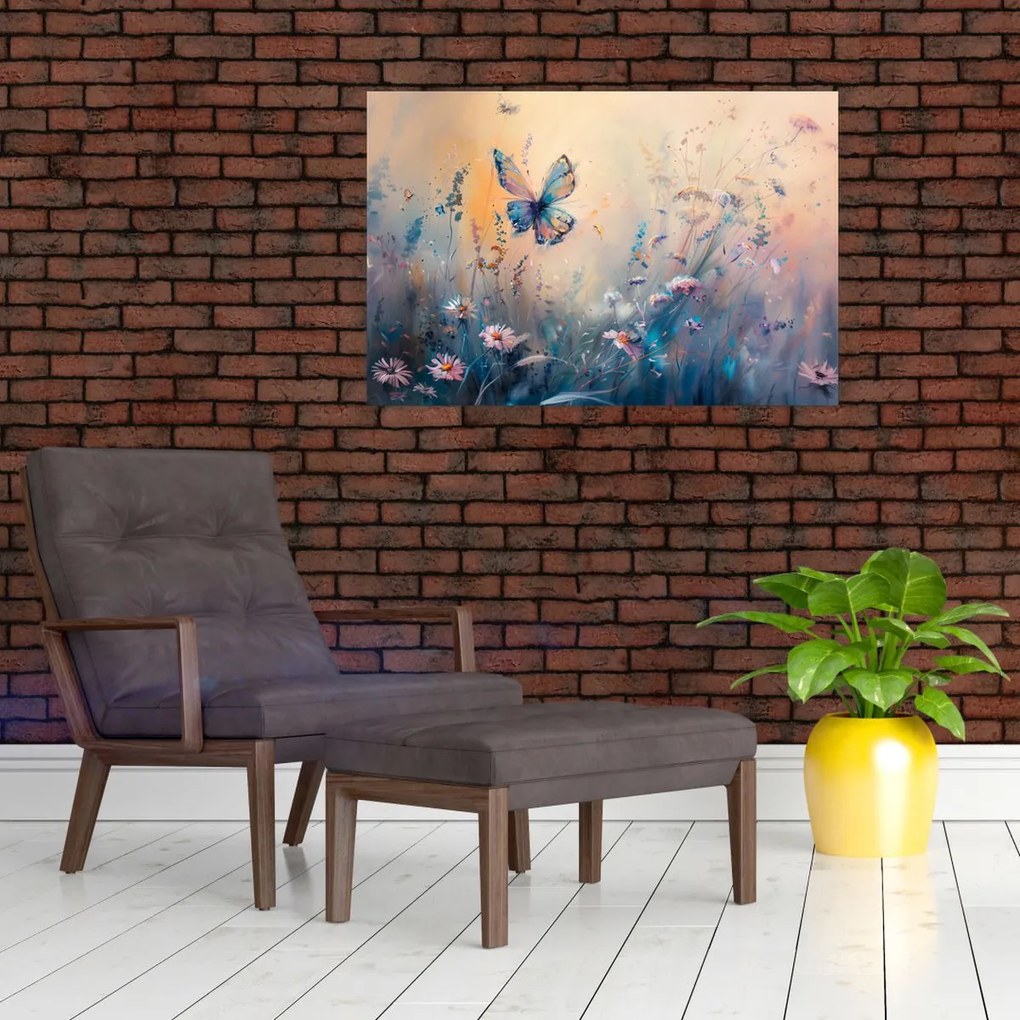 Obraz - Lúka s motýľom II. (90x60 cm)