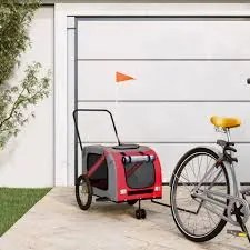 vidaXL Vozík pre domáce zvieratá na bicykel/beh 2-v-1, červeno sivý