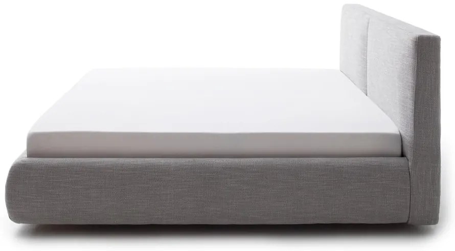 Sivá čalúnená dvojlôžková posteľ s úložným priestorom s roštom 180x200 cm Atesio – Meise Möbel