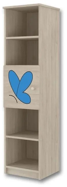 Raj posteli Knižnica - Motýlik modrý, dub sonoma biela