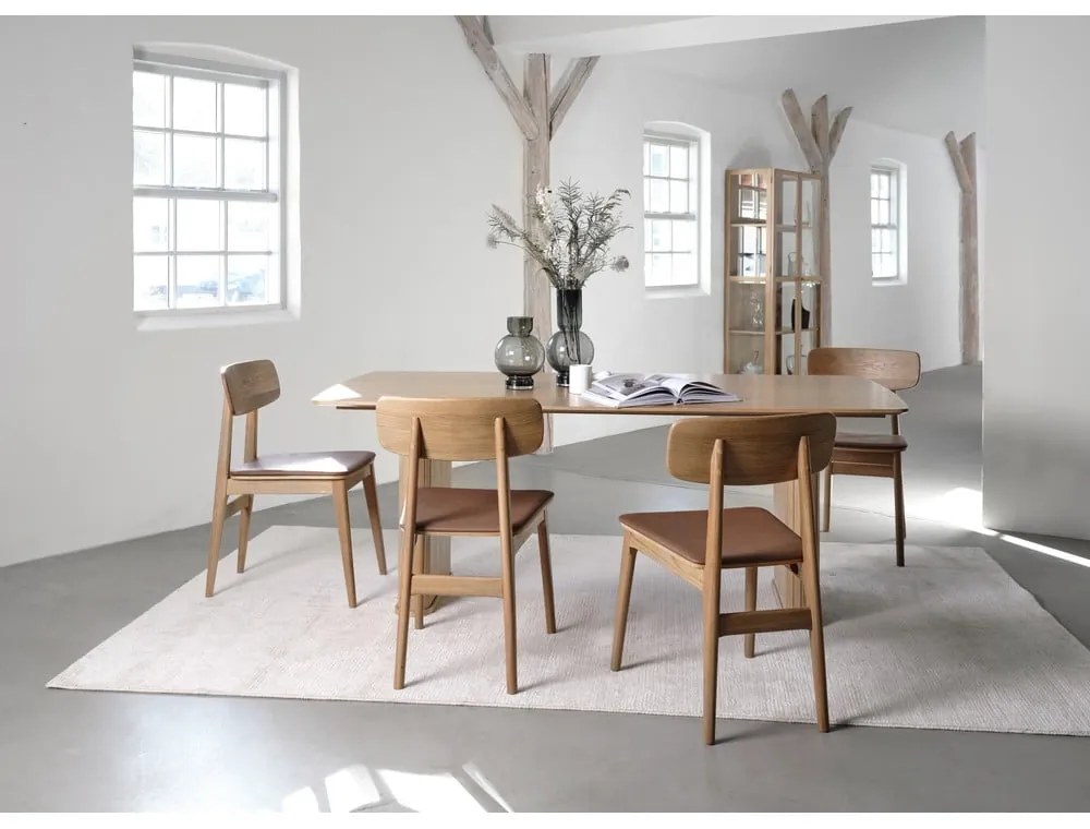 Koňakovohnedá/v prírodnej farbe jedálenská stolička z imitácie kože Livo – Unique Furniture