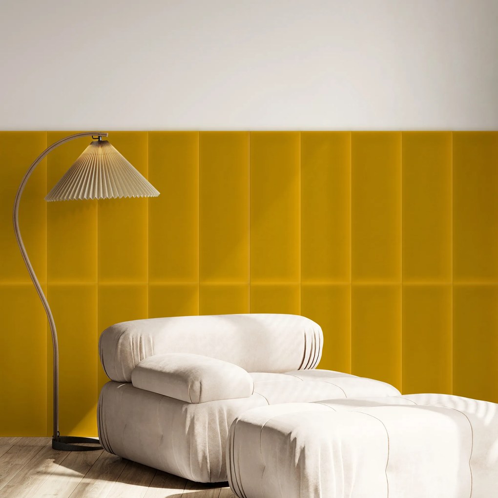 Zamatový čalúnený panel - Obdĺžnik - 90x30cm Farba: Žltá