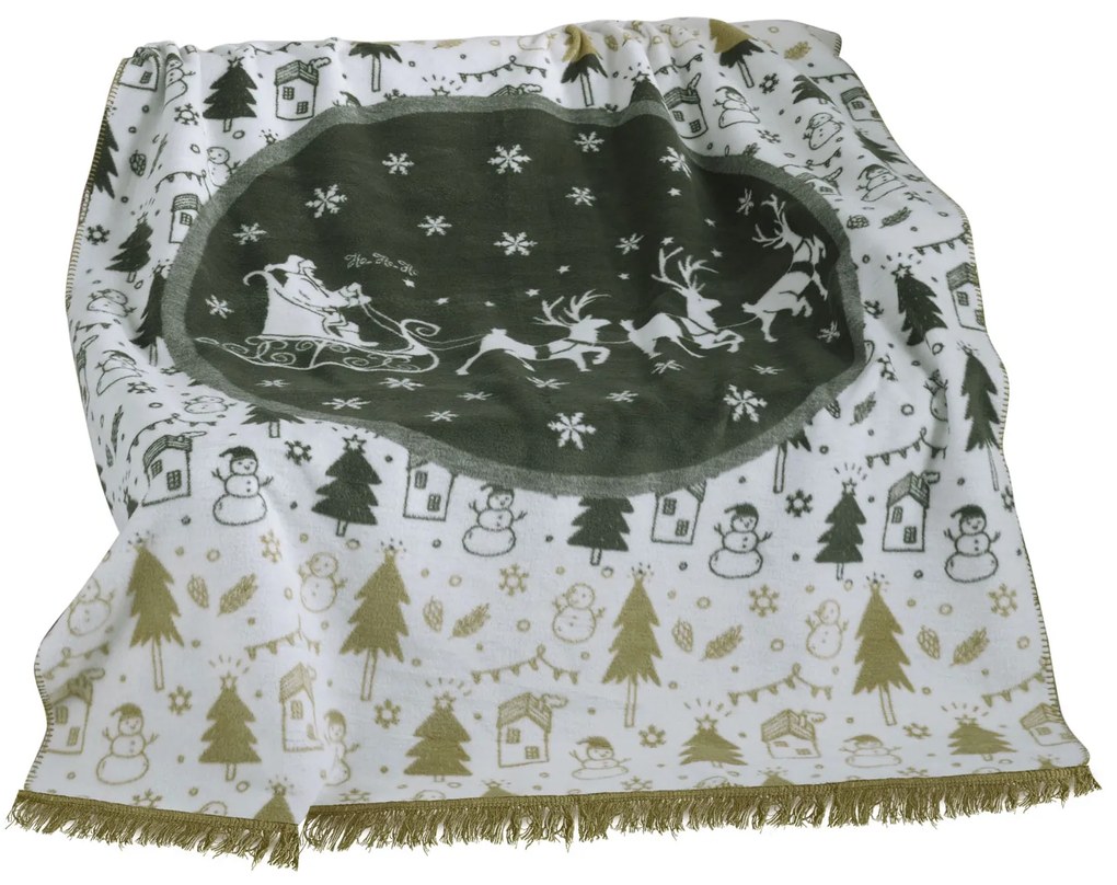 VIANOČNÁ BAVLNENÁ DEKA RUDY1 150X200 CM VZOROVANÁ